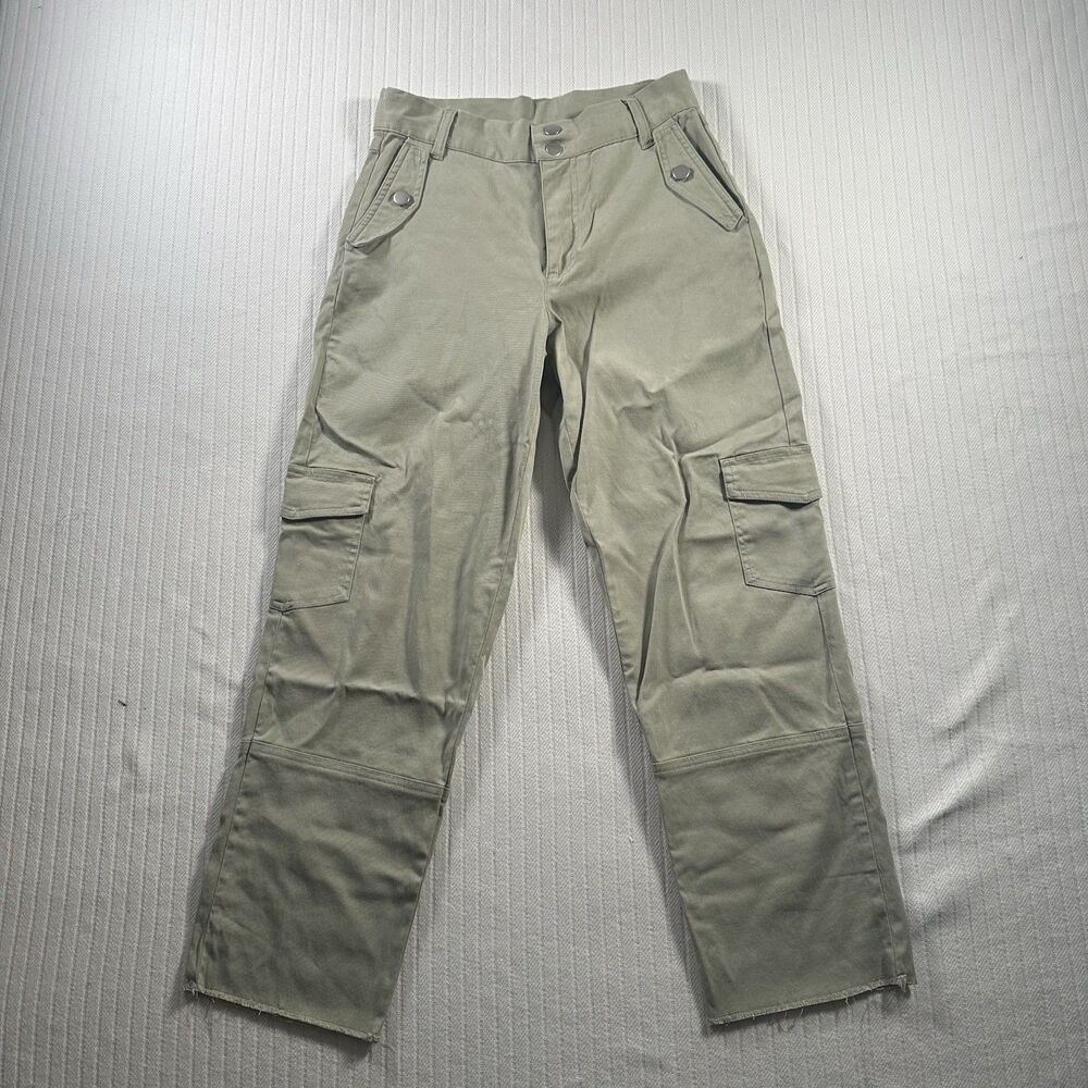 Crosby Womens Size 2 Cargo Pants Khaki Utility Straight Leg Raw Hem NWt